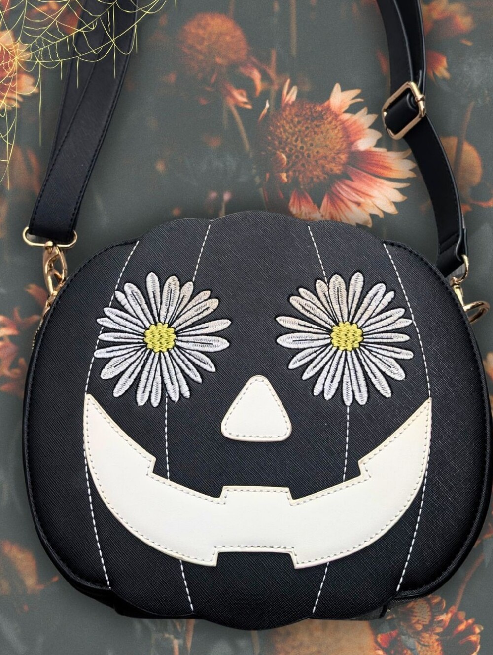 Backstitch Bruja Daisy Pumpkin Bag Springween Goth Crossbody Backpack